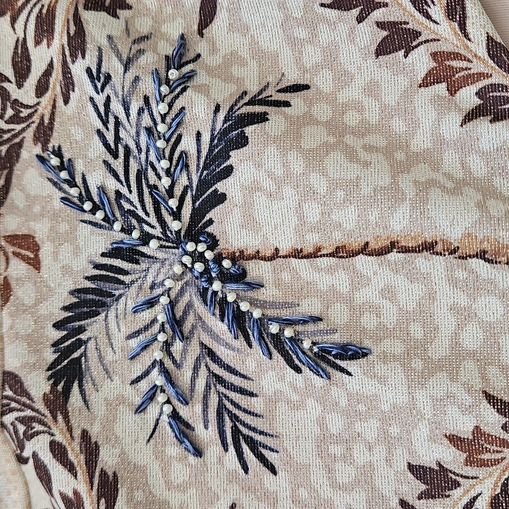 NWT Cosita Linda Elegant Palm Print One-Piece Swimsuit:Tan/brown/navy: Size- Med - Picture 5 of 13